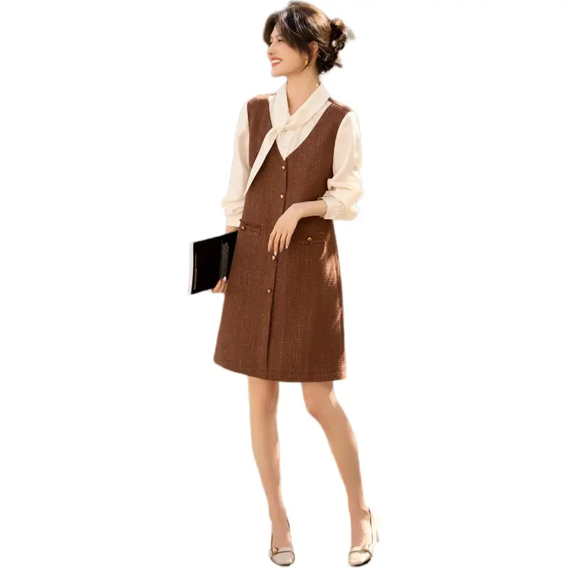 XWI Long Sleeved Dresses Women's Red & White-5