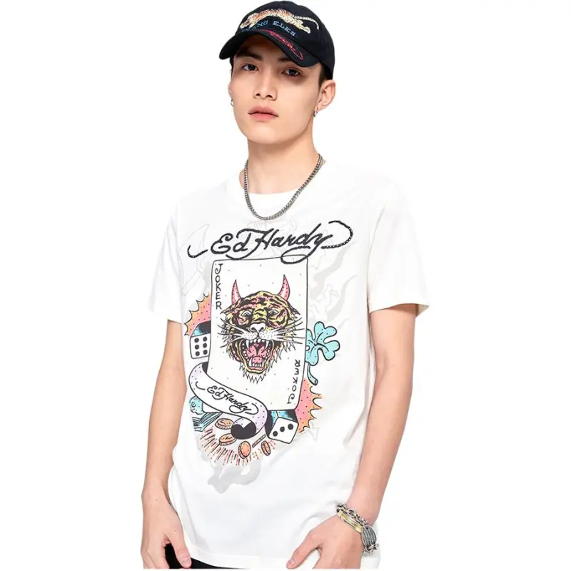 Ed Hardy T Shirts Men Ivory White-4