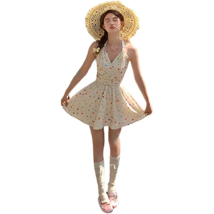 Dior Beauty Slip Dresses Women's Rainbow Polka Dot Skirt-3
