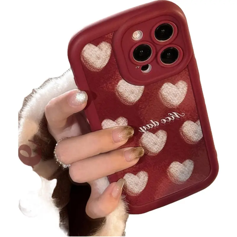 QIZHENG TPU Material Crayon Heart Blush Phone Case Compatible With Apple 16 Pro Max/15/14/13/12/11-1