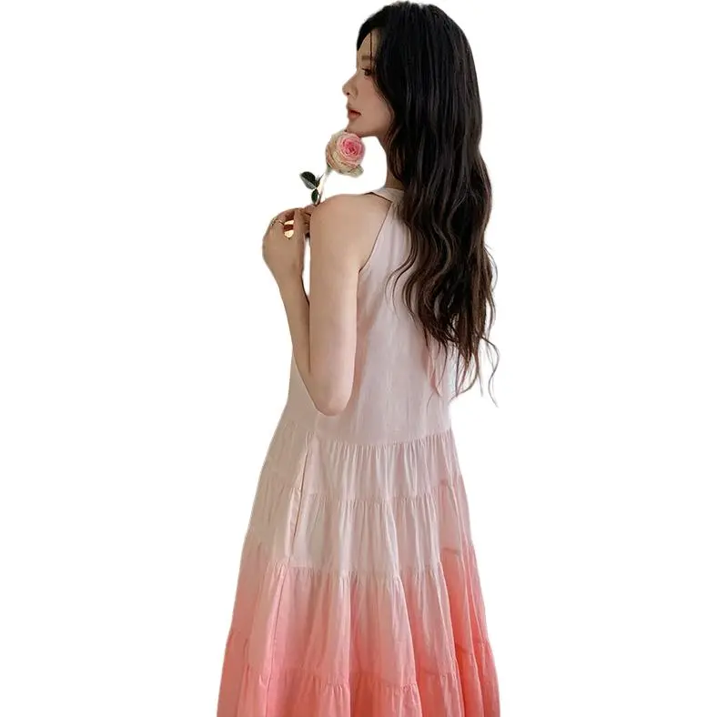 SNZX Sleeveless Dresses Women's Gradient Pink-1