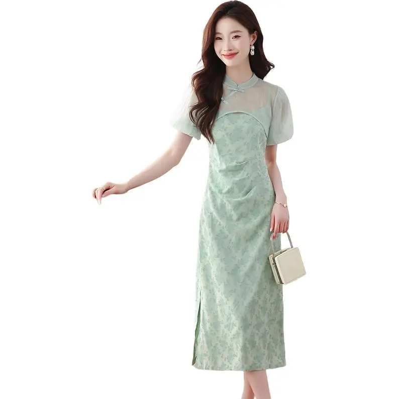 Mu Xiao Xin Two Piece Skirt Sets Women's Mushroom Grass Green-4