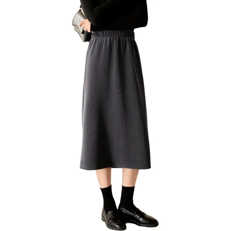 Mo Han Yi Mei Casual Long Skirts Women's Gray-2