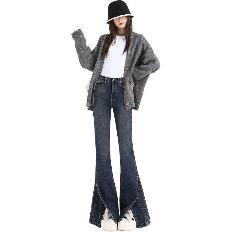 YINLEI Jeans Women's Vintage Blue-1