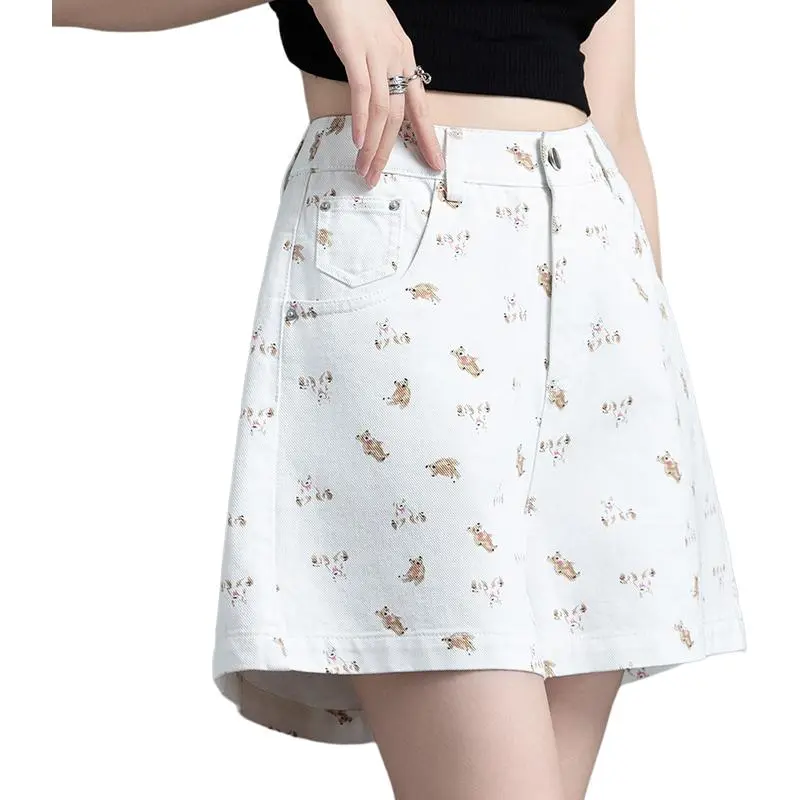 You Cow Me Pants Denim Shorts Women's-5
