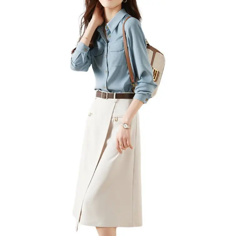 Mo Han Yi Mei Skirt Set Women's Blue Top White Bottom-1