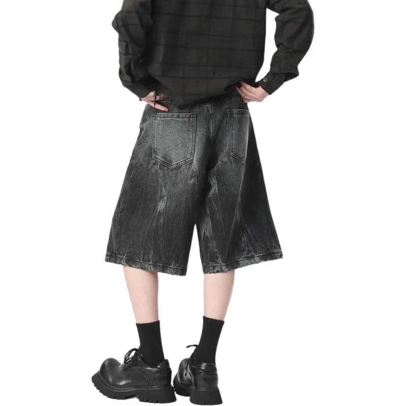 WARNING LIGHT Denim Shorts Unisex-4