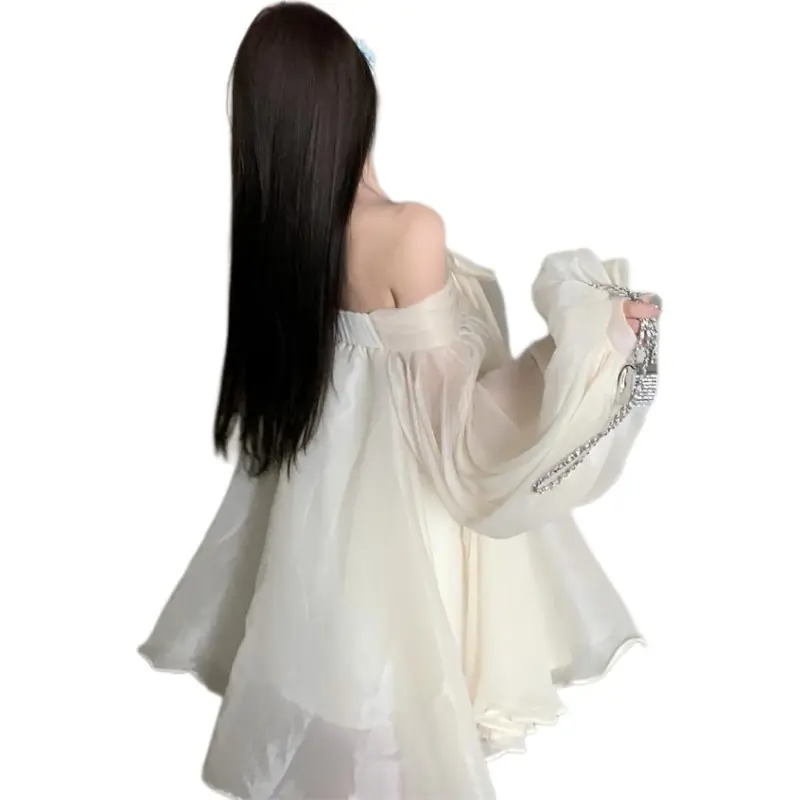 Mu Xiao Xin Long Sleeved Dress Women's Apricot-4