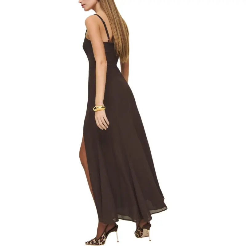 REFORMATION Eridania Dress Slip Dresses Women's Brown-1