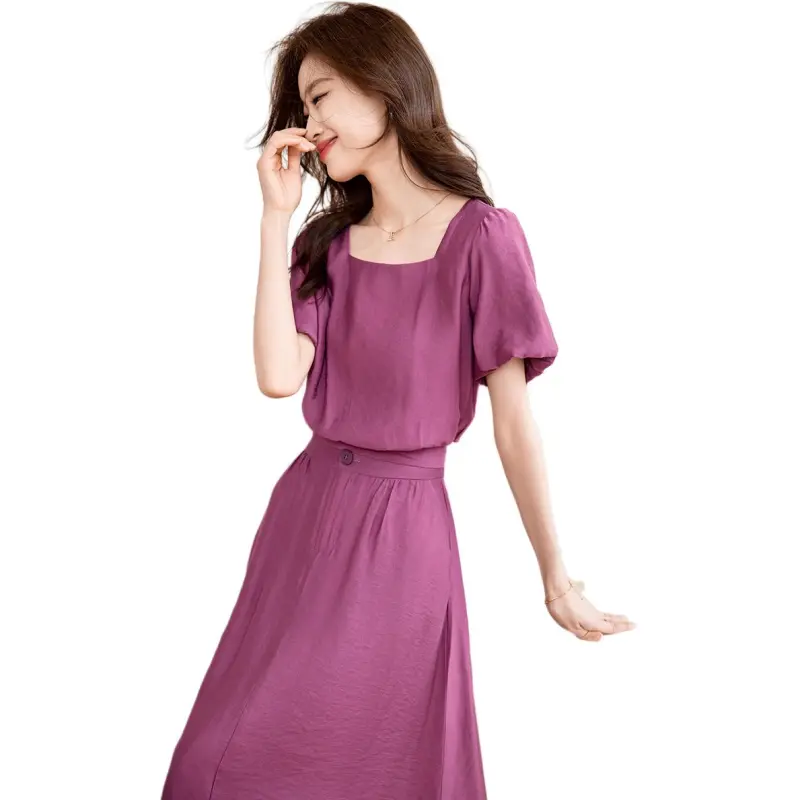 Mo Han Yi Mei Skirt Set Women's 2 Piece Set Rose Purple-1