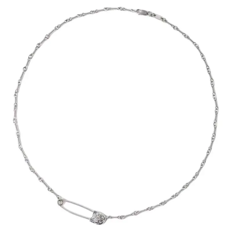 Chrome Hearts 18K White Gold, Diamond Necklaces Unisex Silver-1