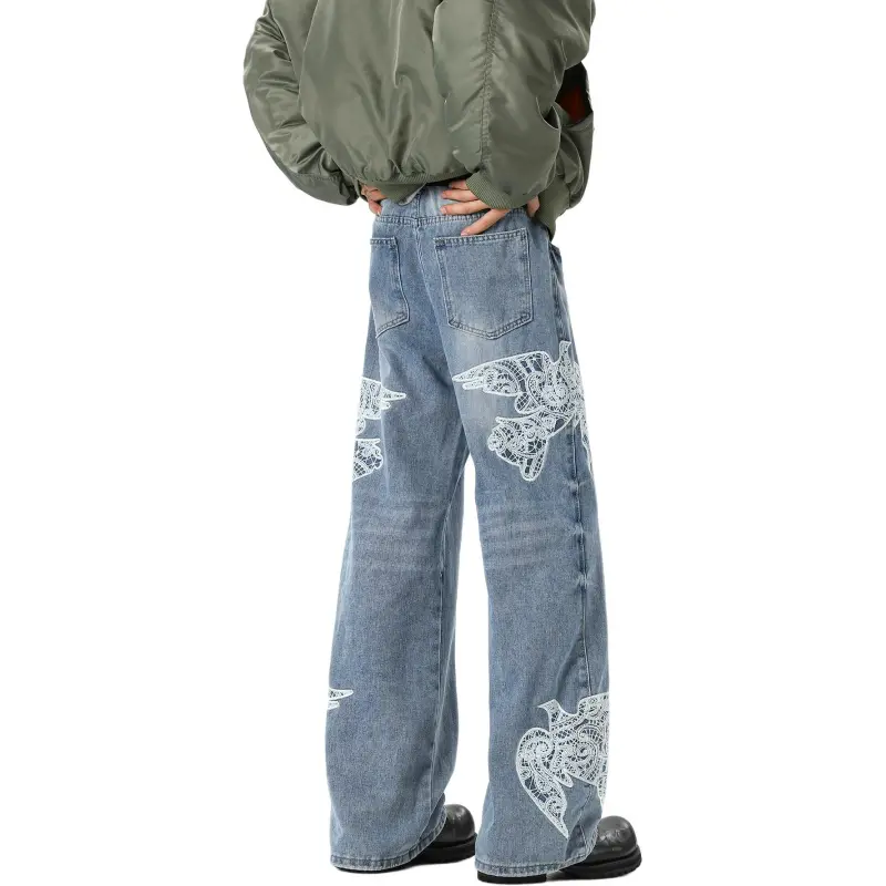 WARNING LIGHT Jeans Unisex Blue-3