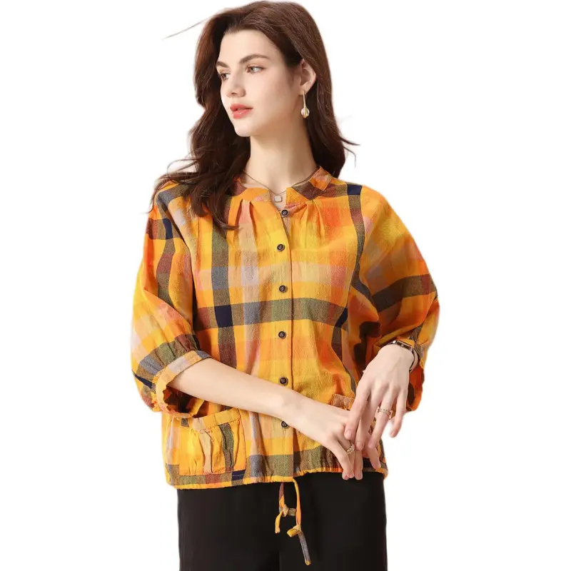 FENHONGMALI Shirt Women's Yellow-1