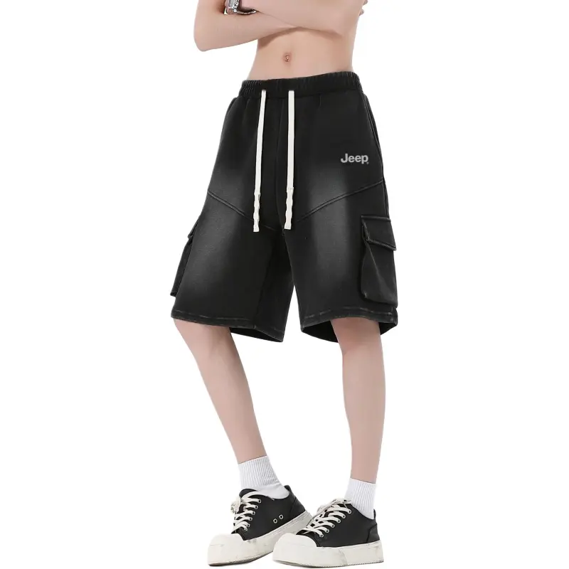Jeep Denim Shorts Unisex Black, Includes Free Travel Set-4