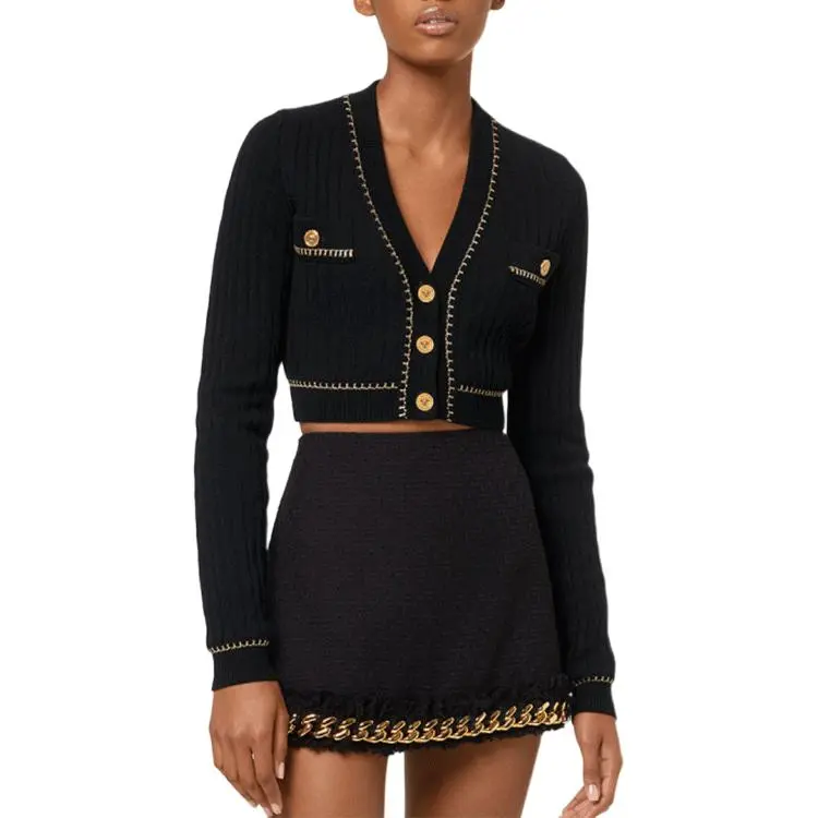 VERSACE Crop Tops Women's Black-2