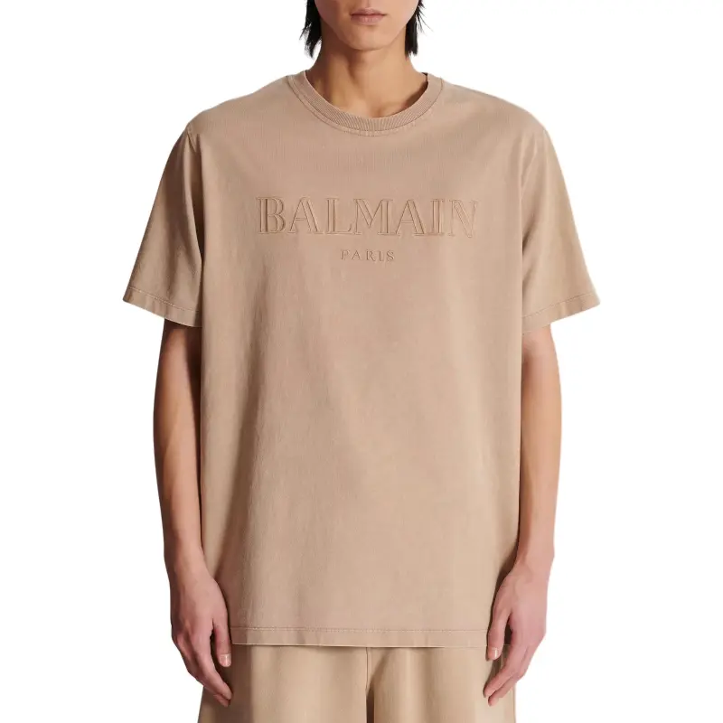 BALMAIN Logo embroidered Cotton T shirt-1
