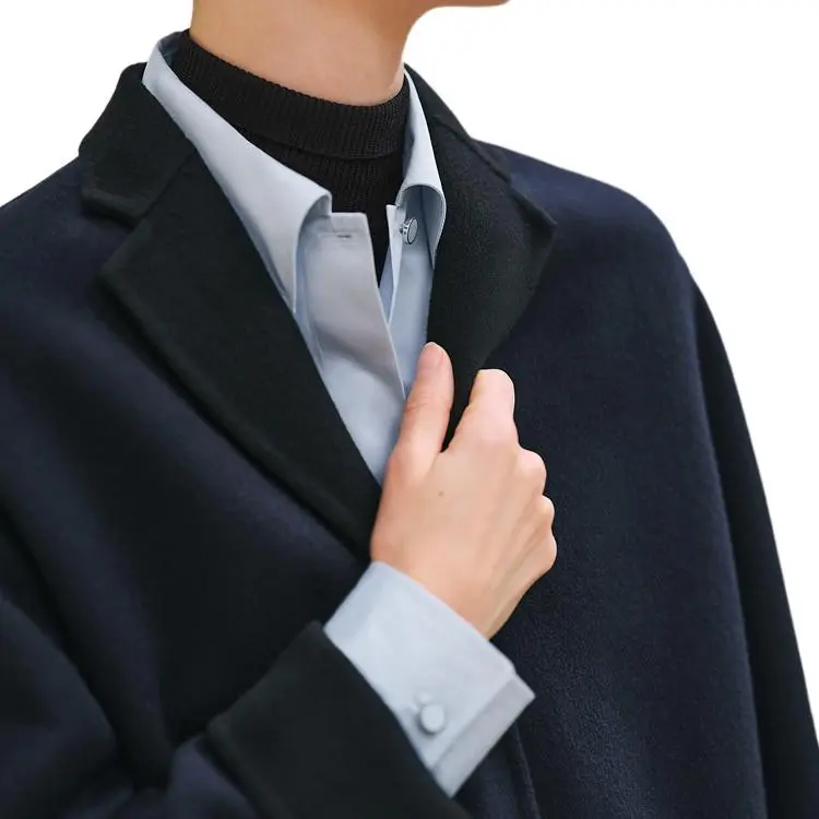 HERMES FW24 Coat Women's Black Blue-2