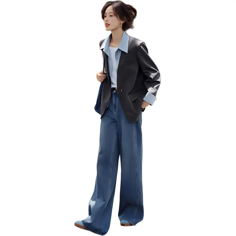 Mo Han Yi Mei Business Suit Women's Heather Gray & Blue-2