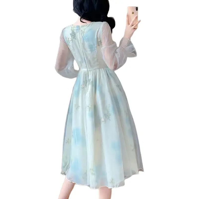 Zonibom Long Sleeved Dresses Women's Cloud Blue-1