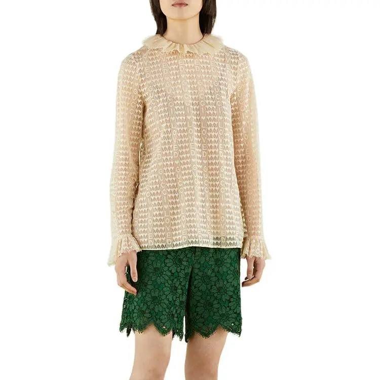 GUCCI Lovelight Lace Cardigan Beige-3