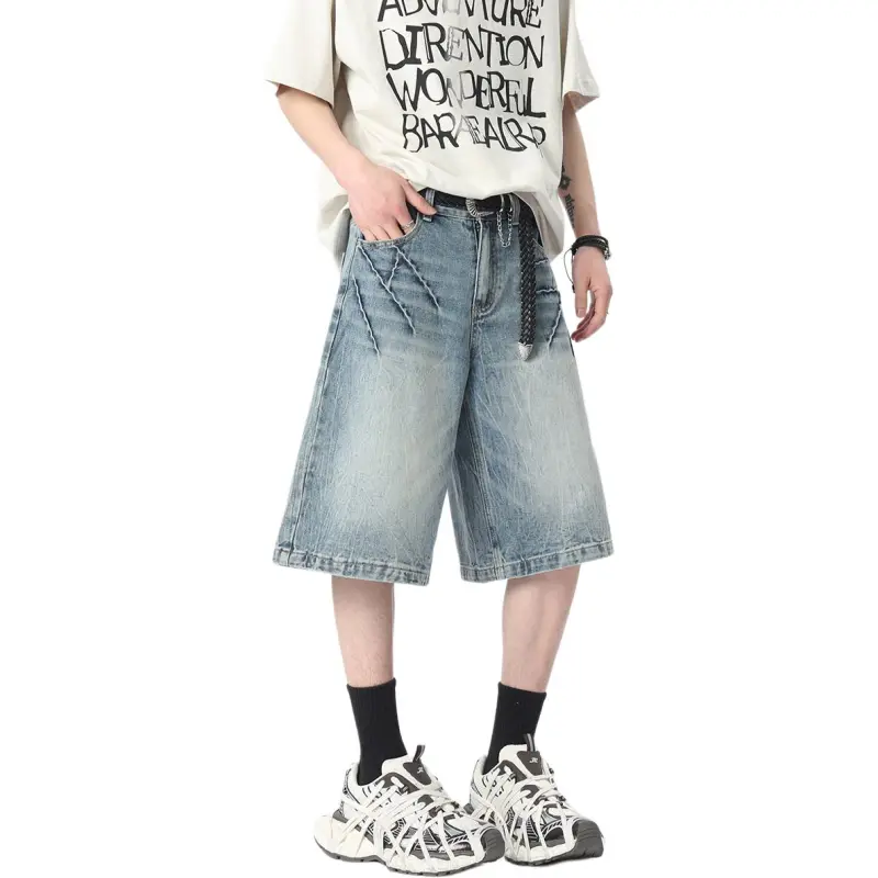 WARNING LIGHT Denim Shorts Unisex-8