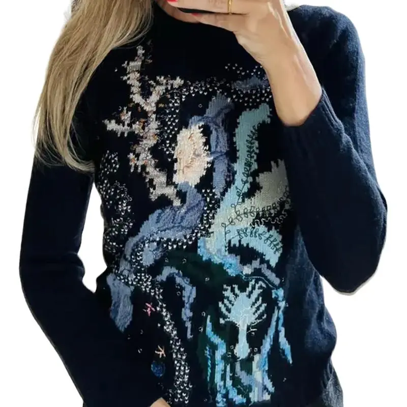 DIOR Cashmere Sweater Women's Navy-1