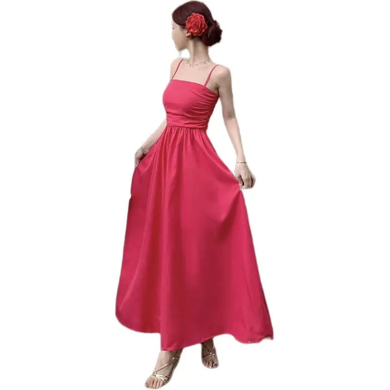 GOSO Slip Dresses Women's Rose Red-2