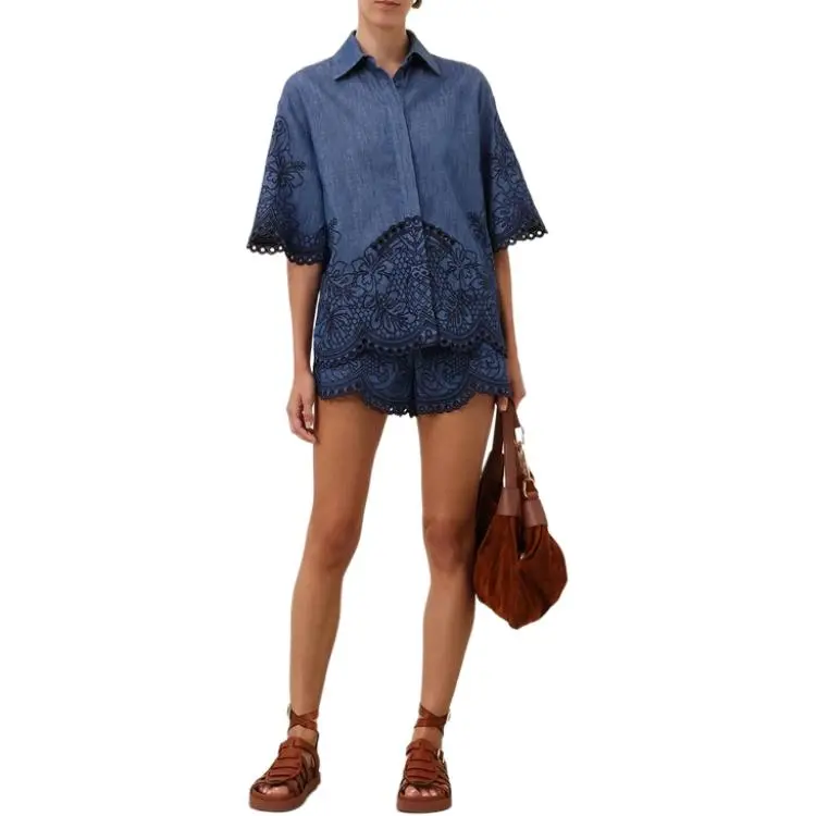 Zimmermann SS25 Summer Swimsuit Collection Denim Shorts Women's Blue-1