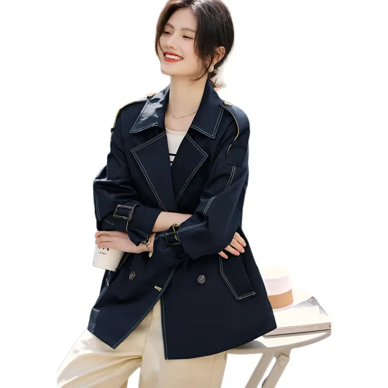 XWI Trench Coats Women's Navy Blue-2