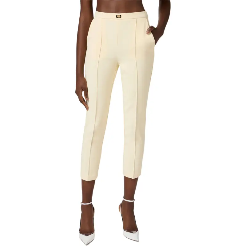 Elisabetta Franchi Logo Plaque Crepe Trousers-3