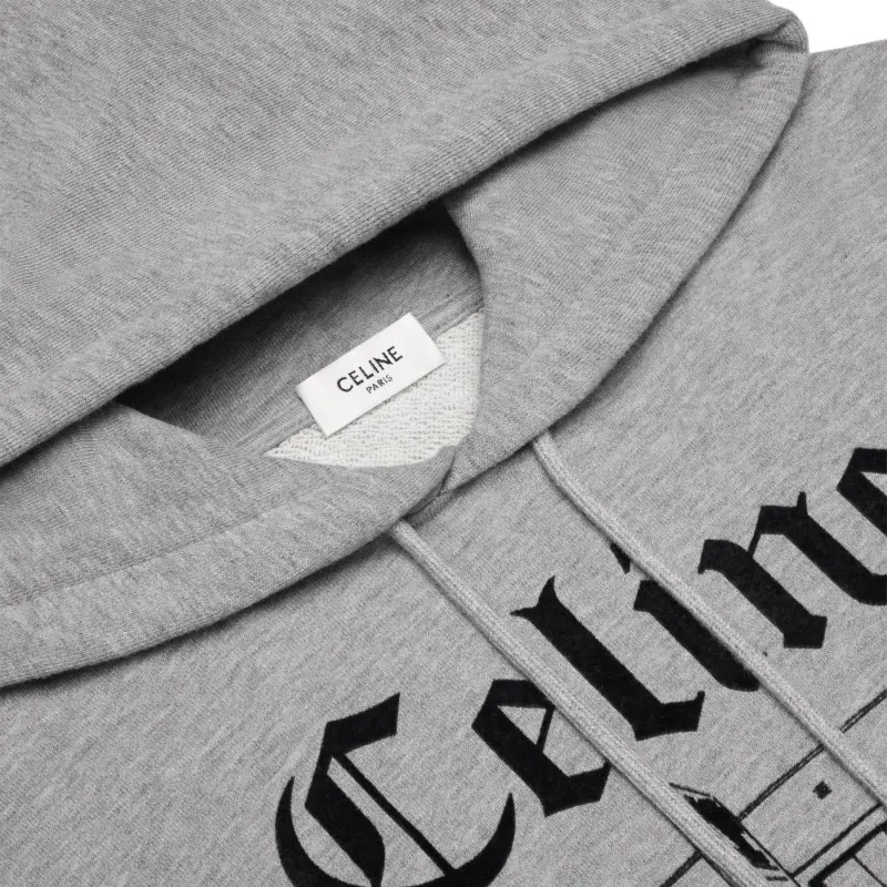 CELINE Troubadour Loose Hoodie In Cotton Fleece-3