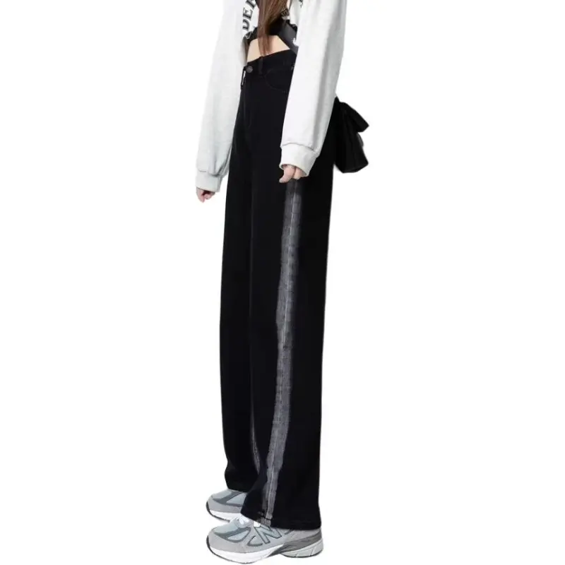 DanerWang Jeans Women's Black White Gradient-2