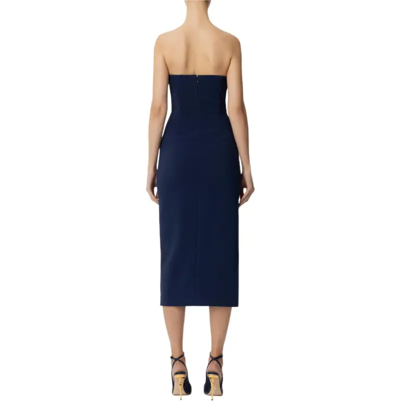 Elisabetta Franchi Macro Bow Flowing Crêpe Sheath Dress-1