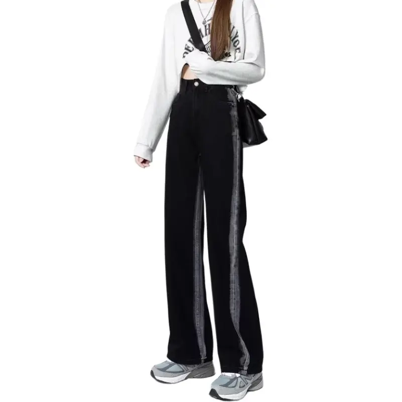 DanerWang Jeans Women's Black White Gradient-3