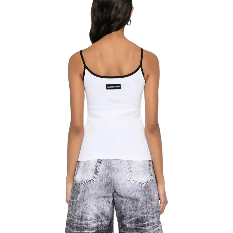Marine Serre Contrast Trim Moon Logo Ribbed Tank Top-2