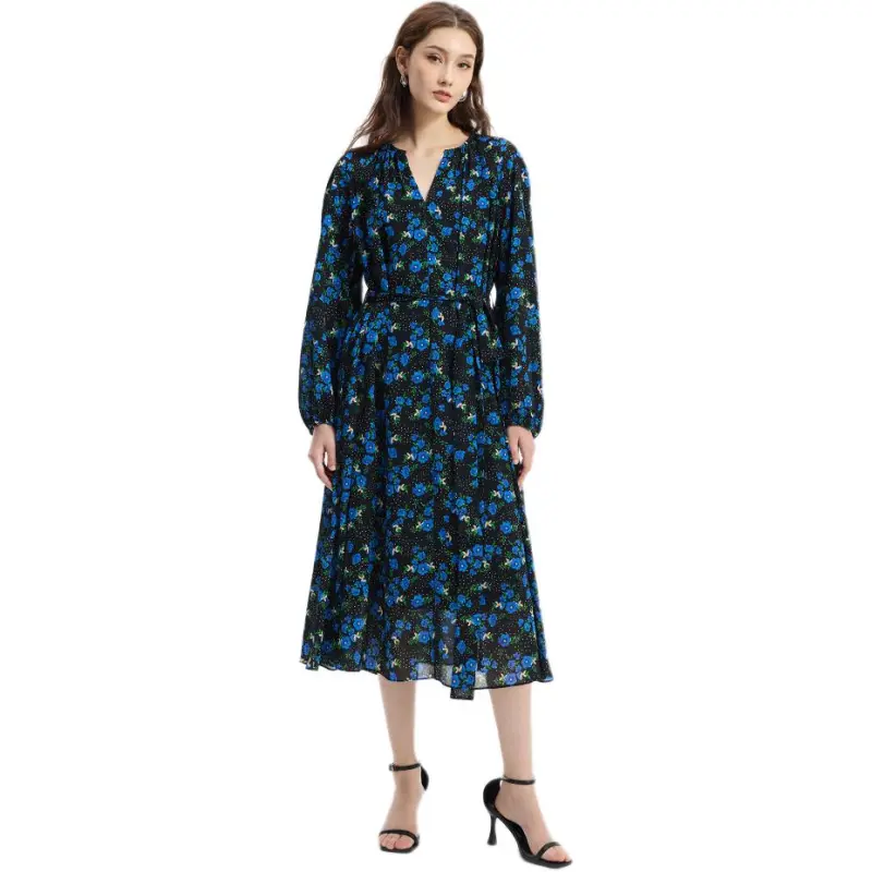 Bebe Long Sleeved Dresses Women's Black Multicolor-1