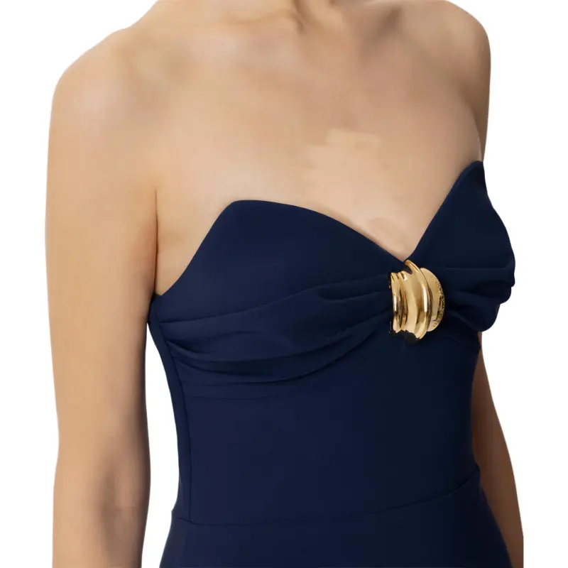 Elisabetta Franchi Macro Bow Flowing Crêpe Sheath Dress-2