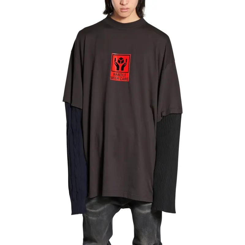 Balenciaga T Shirt Loose Fit Men's Black-2