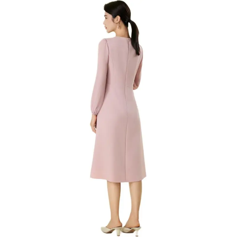 BBLLUUEE Long Sleeved Dress Women's Rose Pink-1