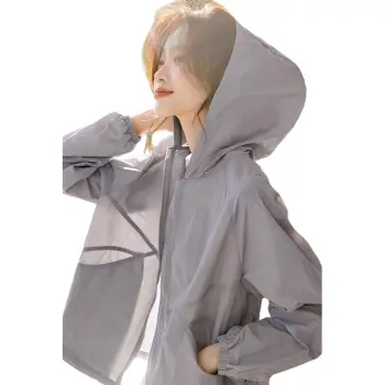Mo Han Yi Mei Cropped Coat Women's Silver Cloud Gray