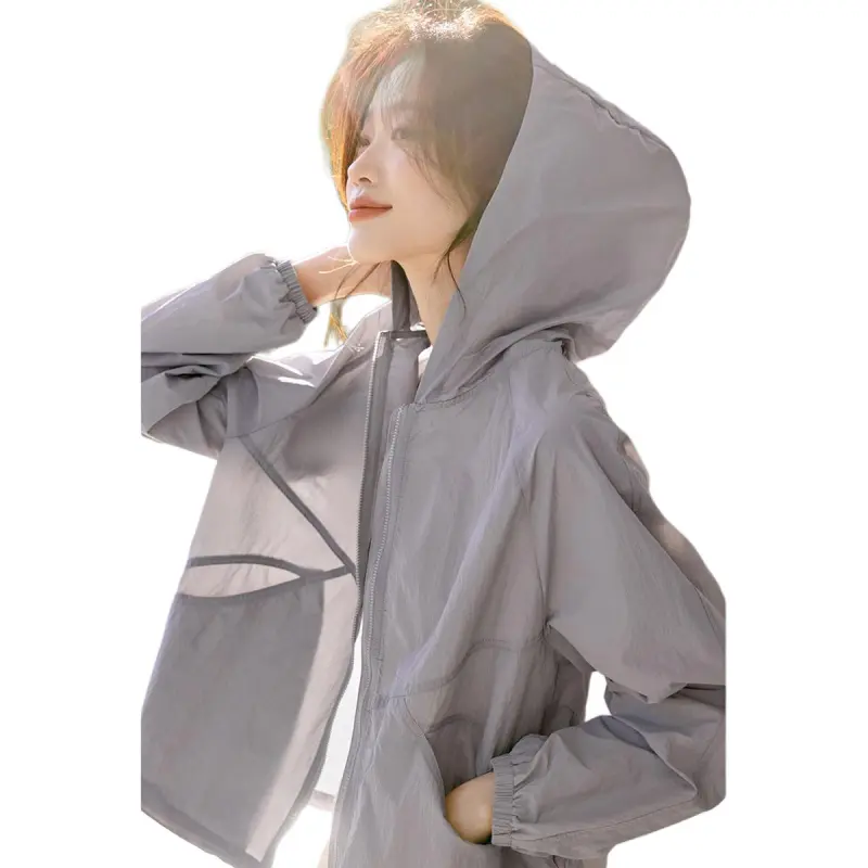 Mo Han Yi Mei Cropped Coat Women's Silver Cloud Gray-0