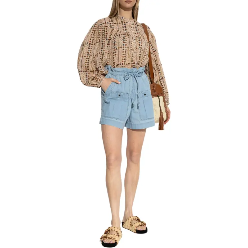 ISABEL MARANT ETOILE Valdina Drawstring Denim Shorts-1
