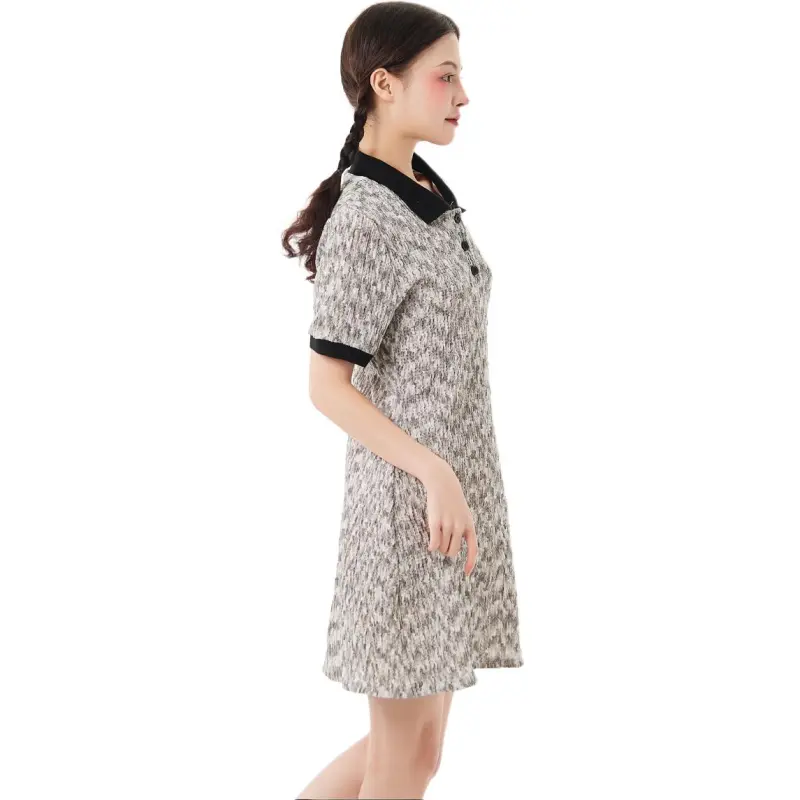 Mu Xiao Xin Short Sleeved Dress Women's Gray-1