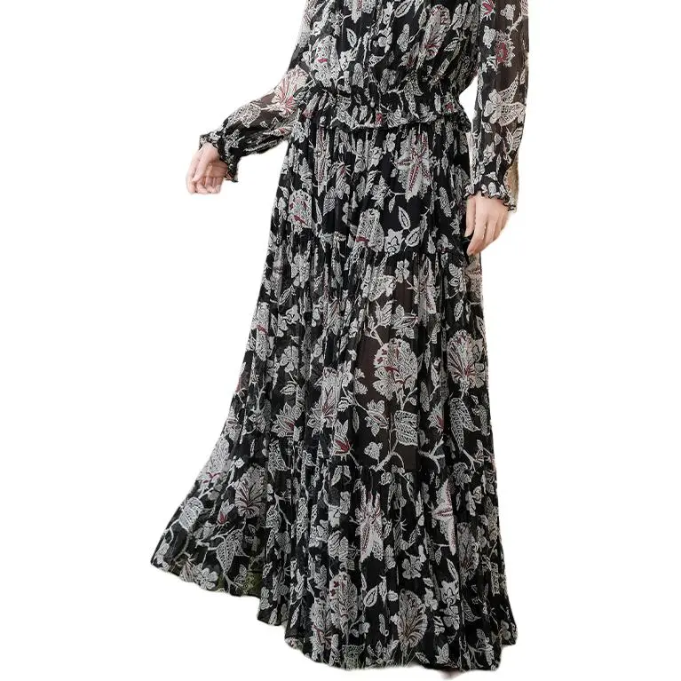 BESIONIA SS25 Casual Long Skirts Women's Black Pattern-2