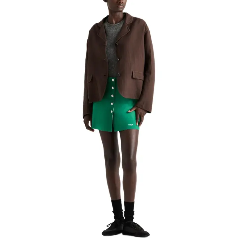 PRADA Leather Short Skirts Women's Green-1