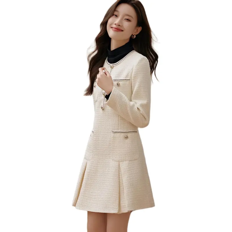 Mo Han Yi Mei Long Sleeved Dresses Women's Ecru-7
