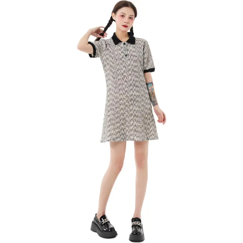 Mu Xiao Xin Short Sleeved Dress Women's Gray-2
