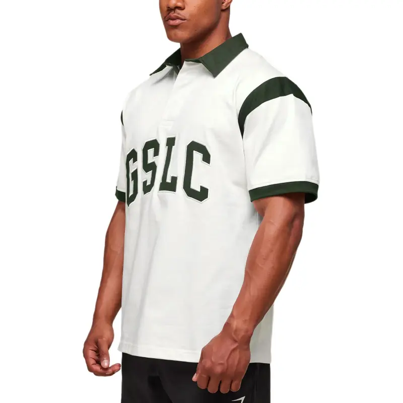 GYMSHARK Polo Shirts Men Trail Green/Soft White-4