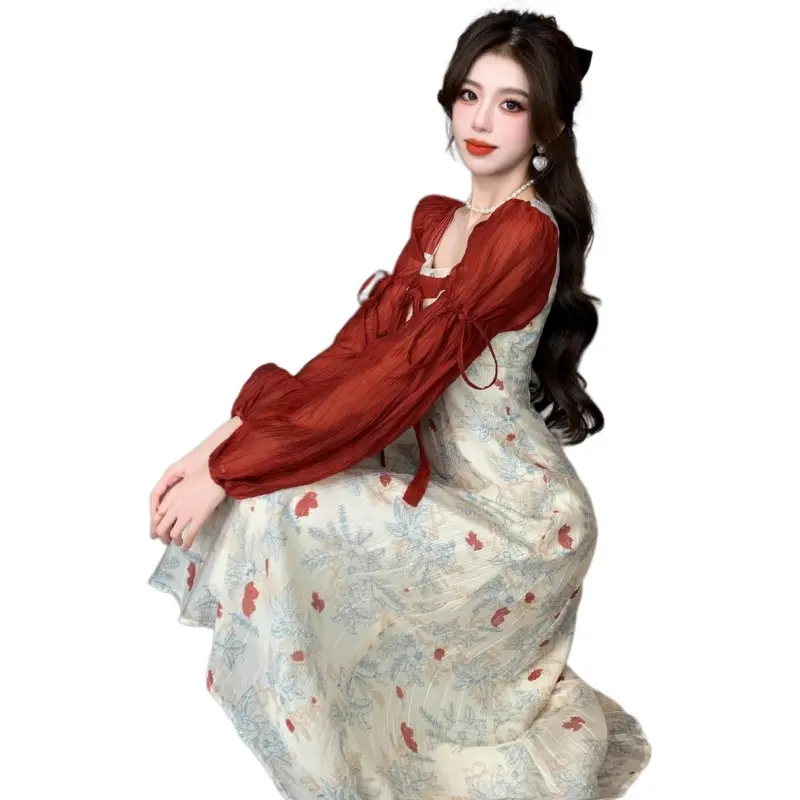 XIANSINIAO Spring Long Sleeved Dress Women's-5