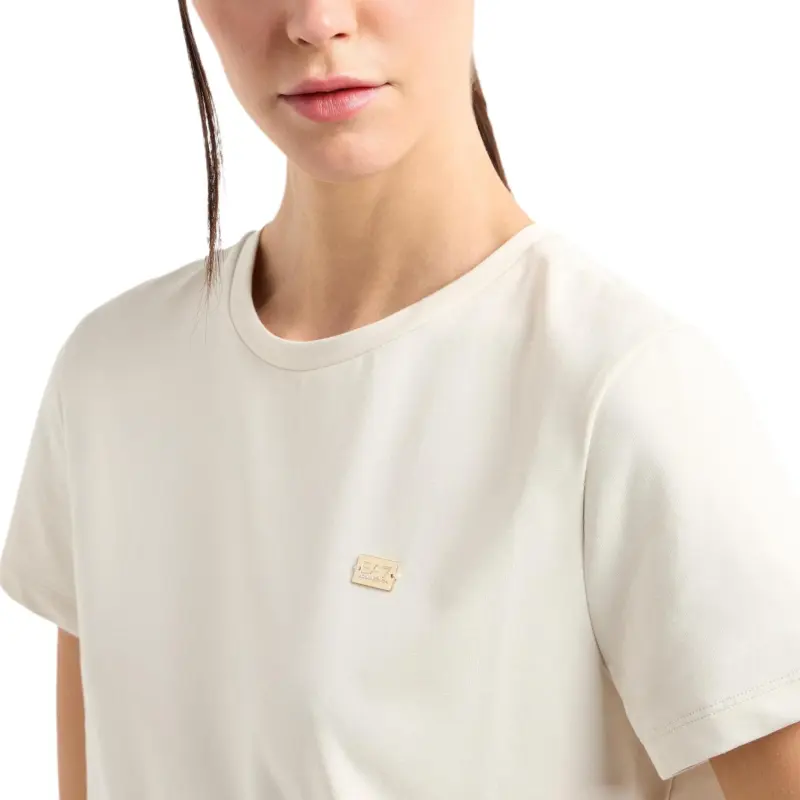 EMPORIO ARMANI EA7 Short Sleeved Dress Women's Almond White-4